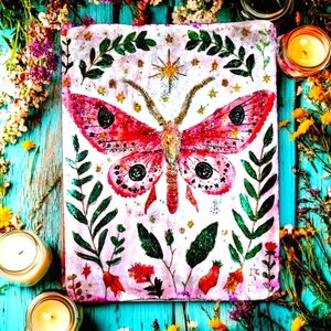 Sparkly Pink Butterfly Mixed Media Art Nature Glam Media Art Handmade Dyed Paper